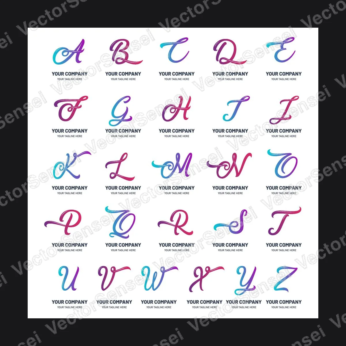 Abecedario Caligráfico Degradado