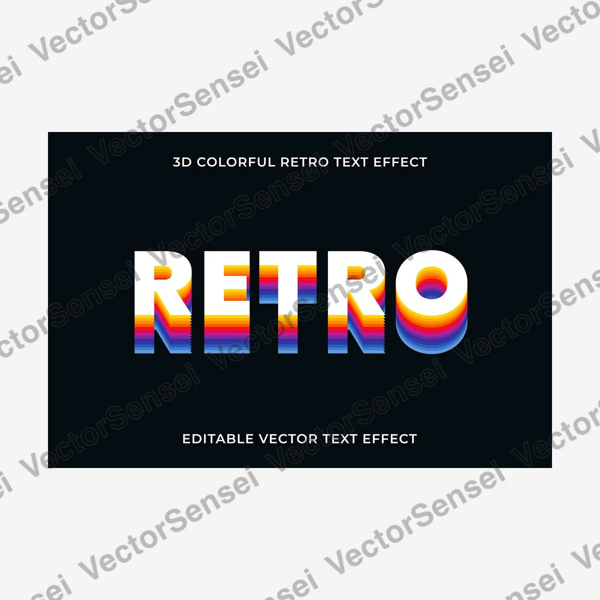 Efecto de Texto Retro Arcoíris