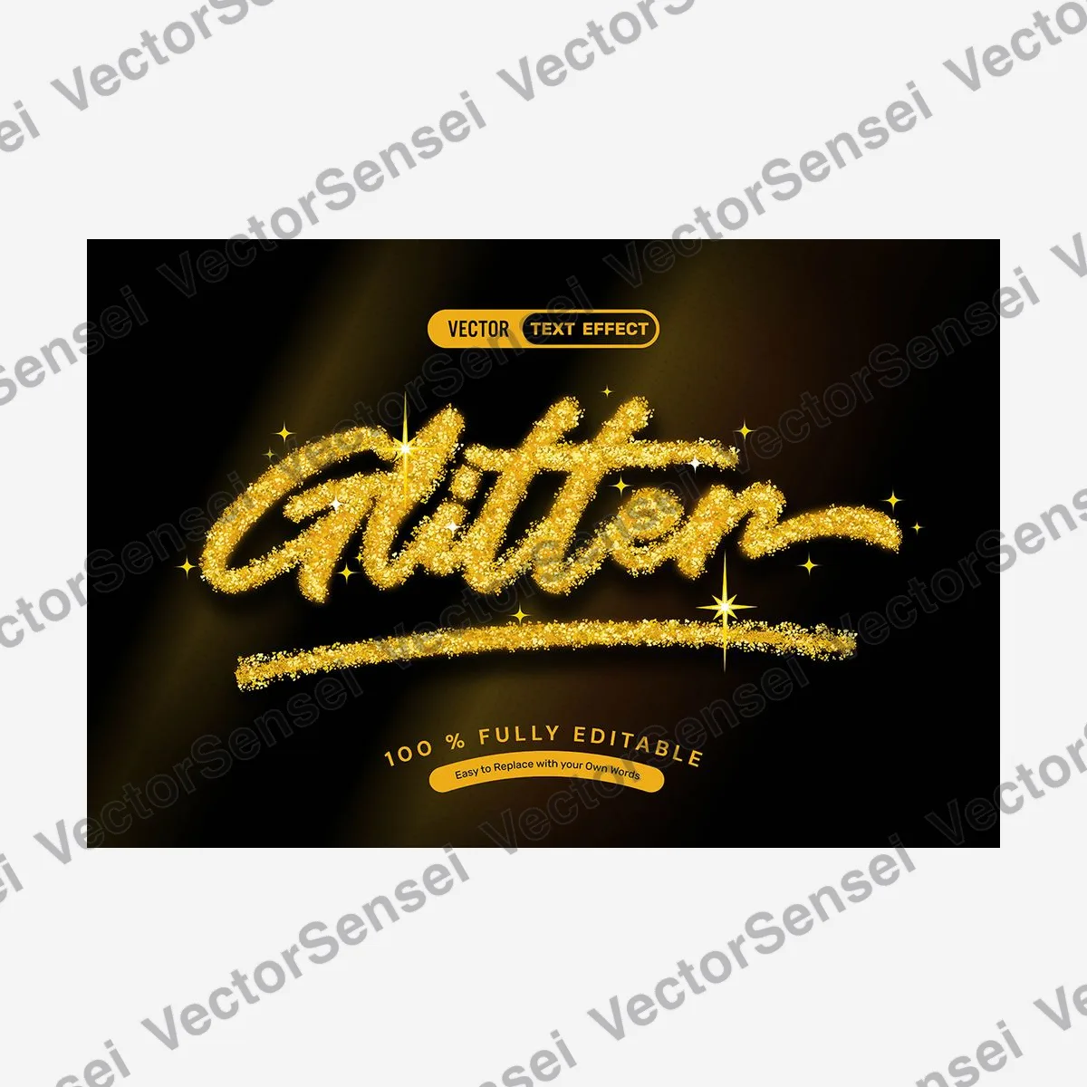 Efecto de Texto Glitter Dorado