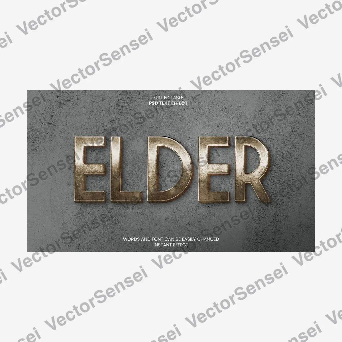 Efecto de Texto Metal Dorado Grunge