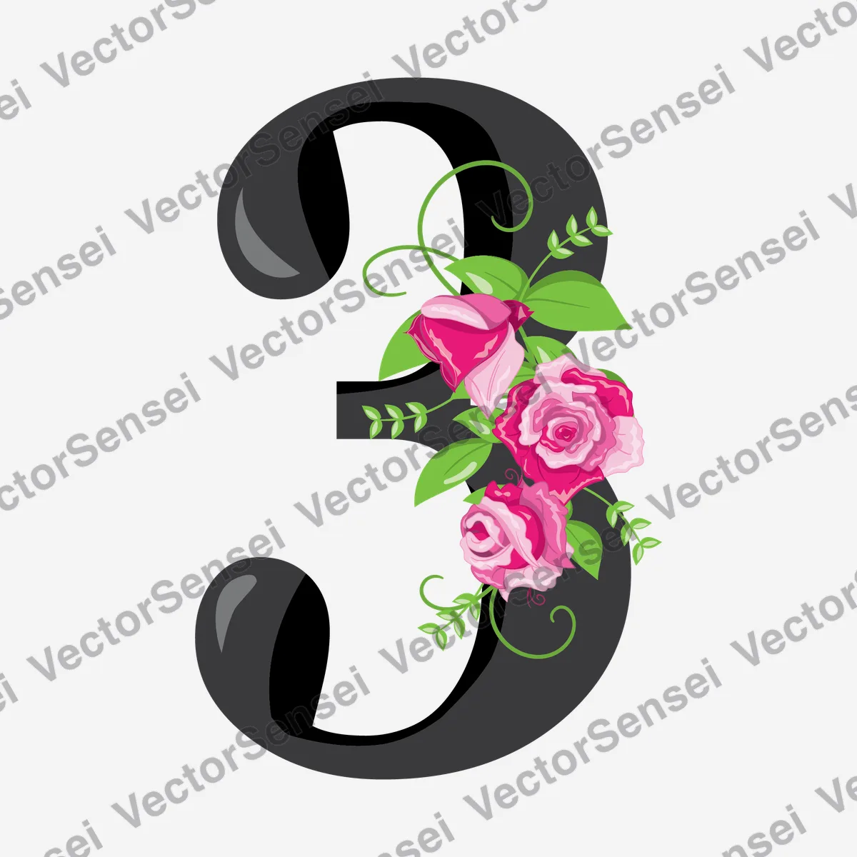 Números Florales con Rosas